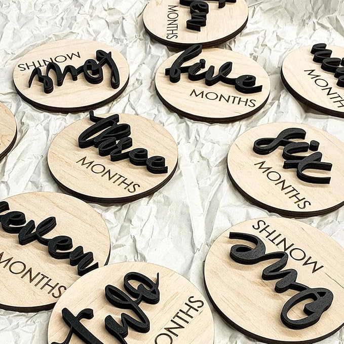 Baby Monthly Milestone, Wooden Baby Milestone Signs, Monthly Milestone Wood Discs, Baby Milestone Discs (S001)