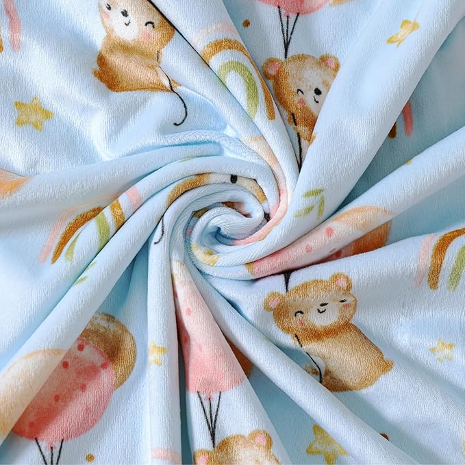iEvolve Baby Nursery Bed Blankets Ultra Soft Double Layer Mini Blanket Minky Blanket Receiving Blankets Shower Gifts(Ballon Bear,30 * 47in)