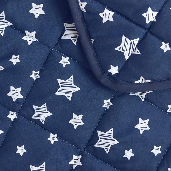 Baby Blanket for Boys and Girls, Soft Cozy Toddler Comforter Quilted with Navy Star Print, Ultra Soft and Comfortable Down Alternative Crib Comforter, 39x47 Inches