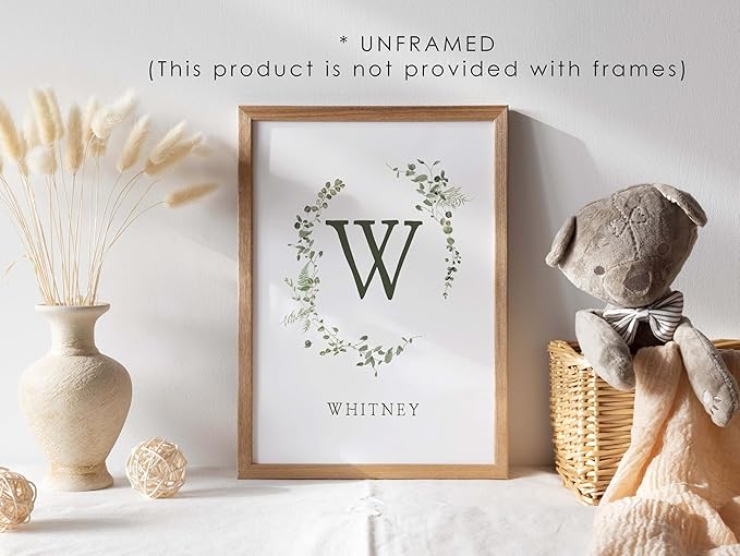 Personalized Name Flower Nursery Wall Art Prints, Crib & Nursery décor, Newborn Baby Girl Gift Present, Floral Baby Girl Room Pictures, Poster For Baby And Kids (1 Print, Flower 4)