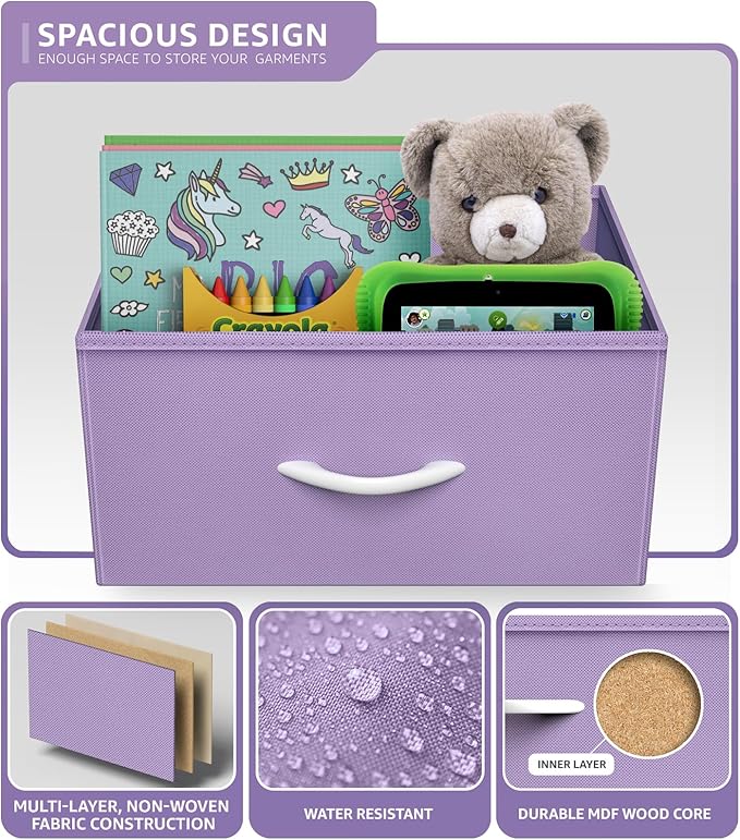 Sorbus Kids Dresser with 8 Drawers - Storage Unit Organizer Chest for Clothes - Bedroom, Kids Room, Nursery, & Closet (Purple, 31.5 x 12 x 32-8 Drawer)