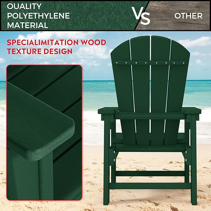 Costaelm Paradise Kids 5-Piece HDPE Outdoor Square Patio Dining Table and Chairs Set, Dark Green