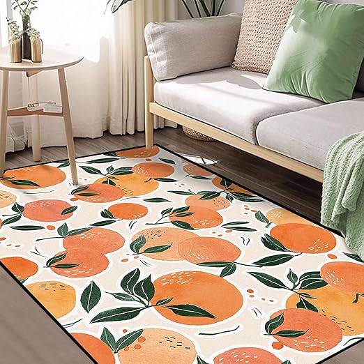 Fruit Orange Rug Tangerine Area Rugs for Bedroom Dorm Living Room Citrus Throw Rug Floor Mat Pad Doormat Carpet, 3' x 5'(90 x 160cm)