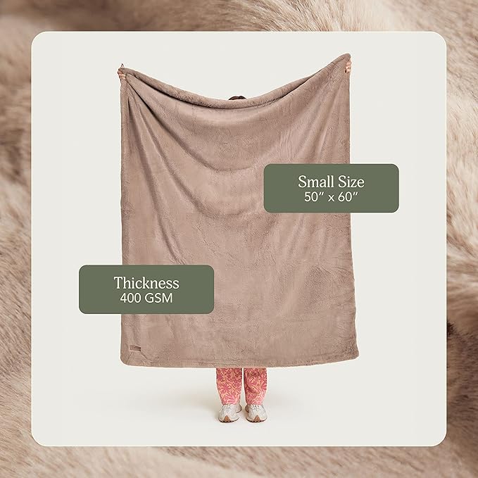 UnHide Lil’ Marsh - Faux Fur Blanket - Durable, Lightweight, Extra Soft Blanket - Machine Washable - Mocha Shar Pei, Small (50" x 60")