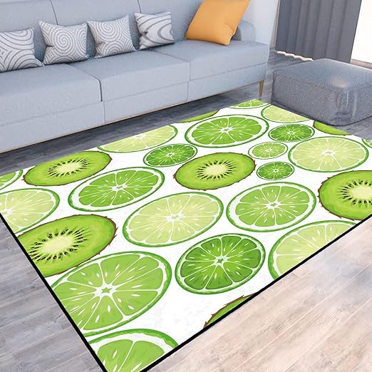 Kiwi Fruit Rug Green Area Rugs for Bedroom Dorm Living Room Chinese Gooseberry Throw Rug Floor Mat Pad Doormat Carpet, 6' x 9'(180 x 275cm)