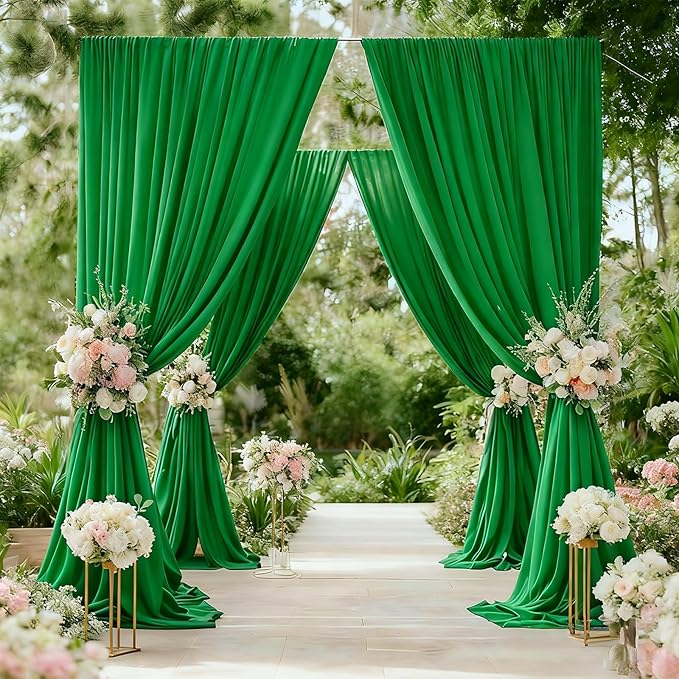 Green Screen Backdrop for Parties, Wrinkle Free Chromakey Virtual GreenScreen Curtain Drapes for Streaming Gaming Christmas Party Birthday Decoration Photography Background,5ft x 7ft, 2 Panels