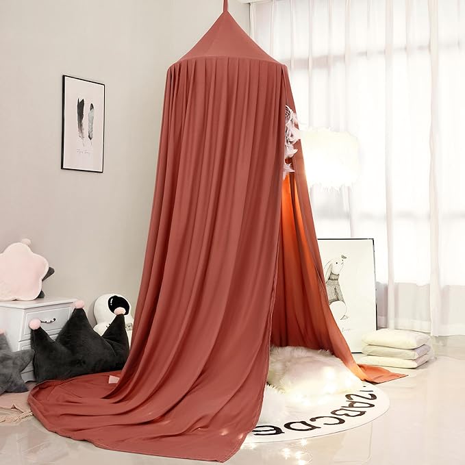 Princess Bed Canopy for Girls, Extra Large Hanging Canopy for Bed, Dreamy Play Tent for Girls Room Bedroom Decoration, Breathable Canopy Bed Curtain for Children Reading Nook - Rose Red
