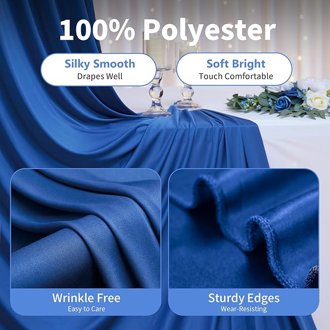 10×14 ft Royal Blue Wrinkle Free Backdrop Curtain, Soft Silky Polyester Wedding Drapes 2 Panels 14ft Height Photo Backdrop Curtains for Parties Birthday Baby Shower Photography Background Cloth