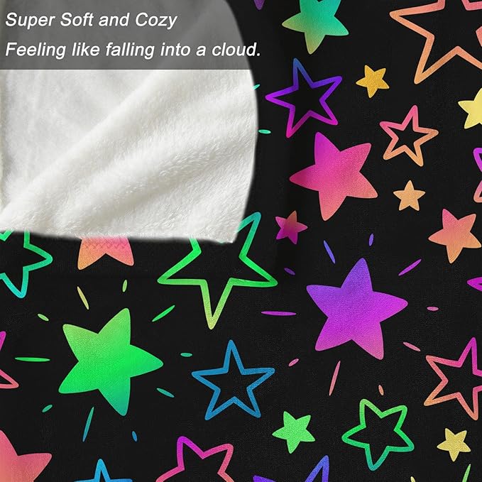 Ultra Soft Fleece Blanket- Lightweight & Warm Throw Blanket for Couch, Cozy Plush Sherpa Blanket for Adults Kids, Durable & Easy Care (Colorful Star, 40x50 in)