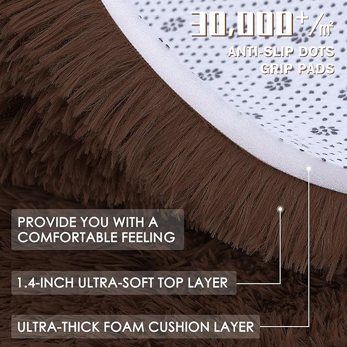 OLANLY 6x9 Machine Washable Large Area Rugs for Living Room, Bedroom, Soft Fluffy Shaggy Bedside Rug, Indoor Floor Carpet for Kids Girls and Boys, Dorms, Nursery, Home Decor Aesthetic, Coffee