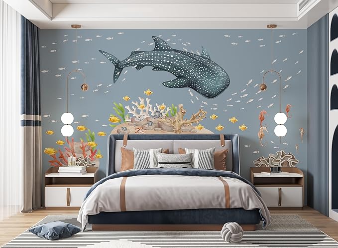 Ocean Wall Decals – Fish Window Clings, Ocean Decals, Wall Stickers Peel & Stick Removable Wall Stickers for Nursery Baby Kids Bedroom Bathroom, X-Large Set (132″ W × 80″ H) 120 Pcs
