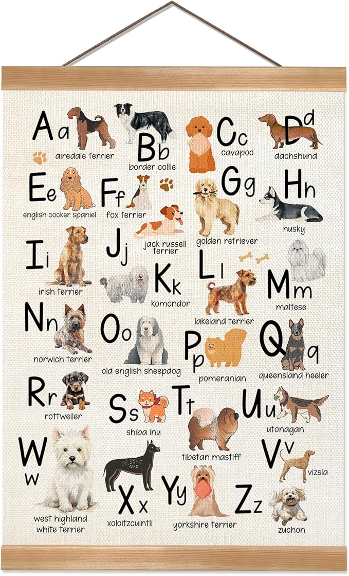 ZTGDA Alphabet Numbers Wall Art, Animal Alphaber&ABC Banner Poster, Letter Banner Wall Hanging Decor for Toddler Room Playroom Nursery Wall Classroom Decor 12x16inch(Forest animals ABC)