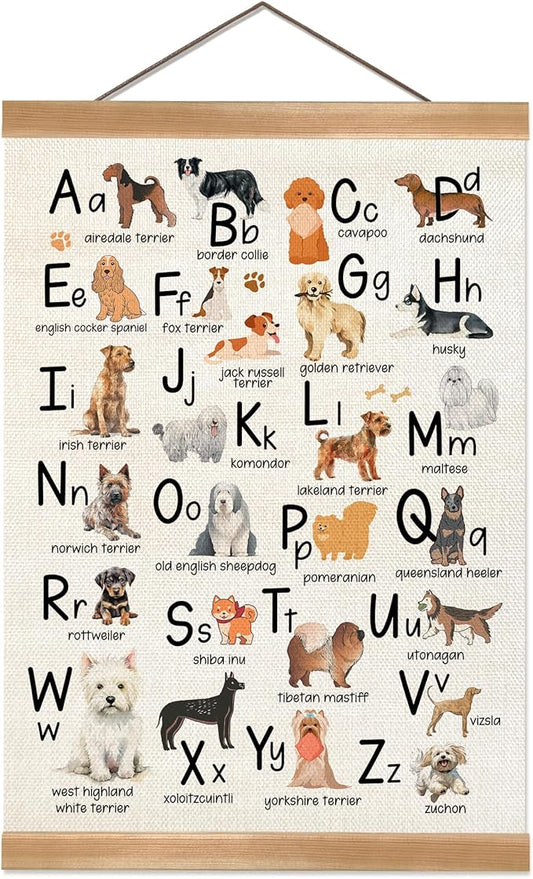 ZTGDA Alphabet Numbers Wall Art, Animal Alphaber&ABC Banner Poster, Letter Banner Wall Hanging Decor for Toddler Room Playroom Nursery Wall Classroom Decor 12x16inch(Forest animals ABC)