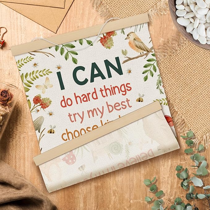 MOTERMATE Inspirational Nursery Poster Hanger Frame, Nature Forest Positive Quote Wall Hanging Decor Art Framed for Toddlers Kids Room Nursery Playroom, Motivational Wall Poster Prints, 12x16 Inch