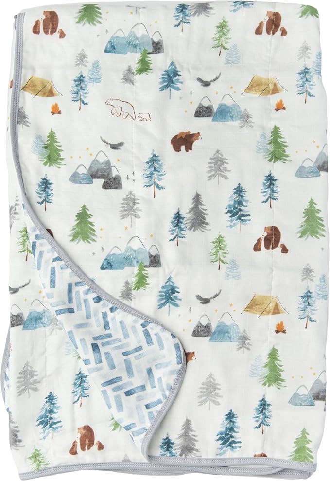 Muslin Quilt Blanket – Soft & Breathable Tanboocel Baby Blanket for Crib or Toddler Nap – Eco-Friendly, Lightweight & Durable 4-Layer Muslin Quilt for Infants and Kids - Adventure Begins