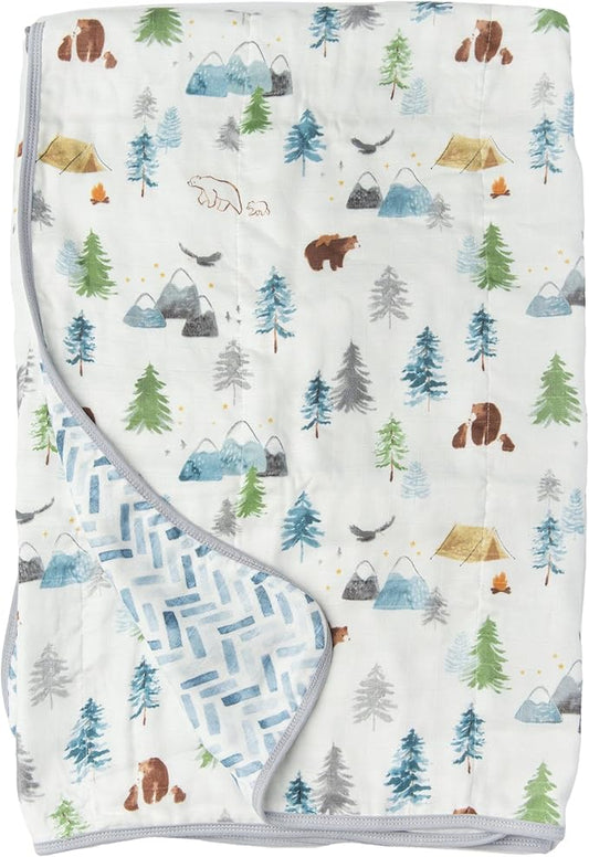 Muslin Quilt Blanket – Soft & Breathable Tanboocel Baby Blanket for Crib or Toddler Nap – Eco-Friendly, Lightweight & Durable 4-Layer Muslin Quilt for Infants and Kids - Adventure Begins