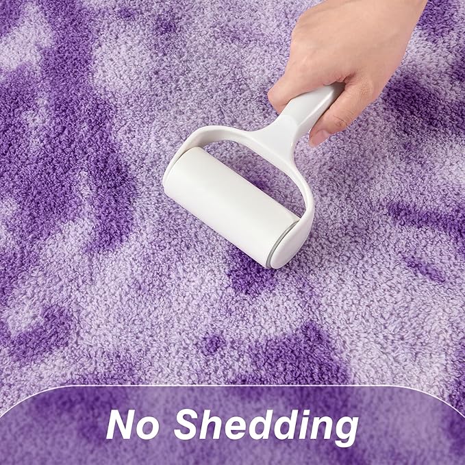 Large Area Rugs for Living Room, 7 x 10 Ft Soft Tie-Dyed Thickened Memory Foam Rug for Bedroom, Non-Slip Comfy Indoor Floor Carpets for Boys Girls Dorm Room Nursery Home Decor, Purple