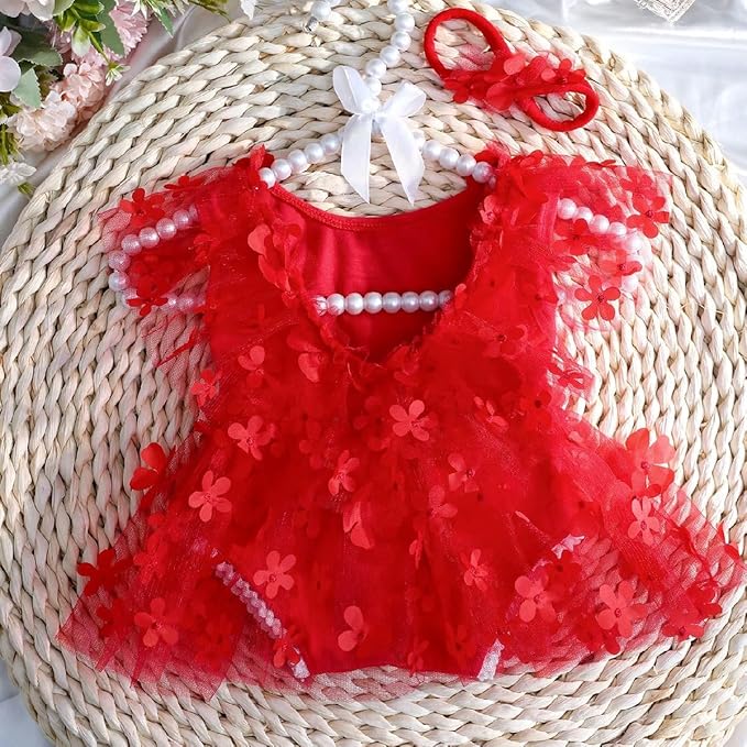 Newborn Girl Photography Outfits, Backless Lace Romper with Flower Headband Photo Props, Baby Girl Photoshoot Outfits