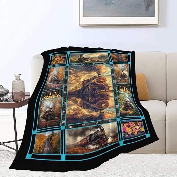 Train Blanket Jet Train Throw Blanket Flannel Stuff Merch Cozy Decor Fleece Soft Plush Fuzzy Warm Lightweight Bedding Gifts for Kids Women Men Girls Boy Couch 50"X40"
