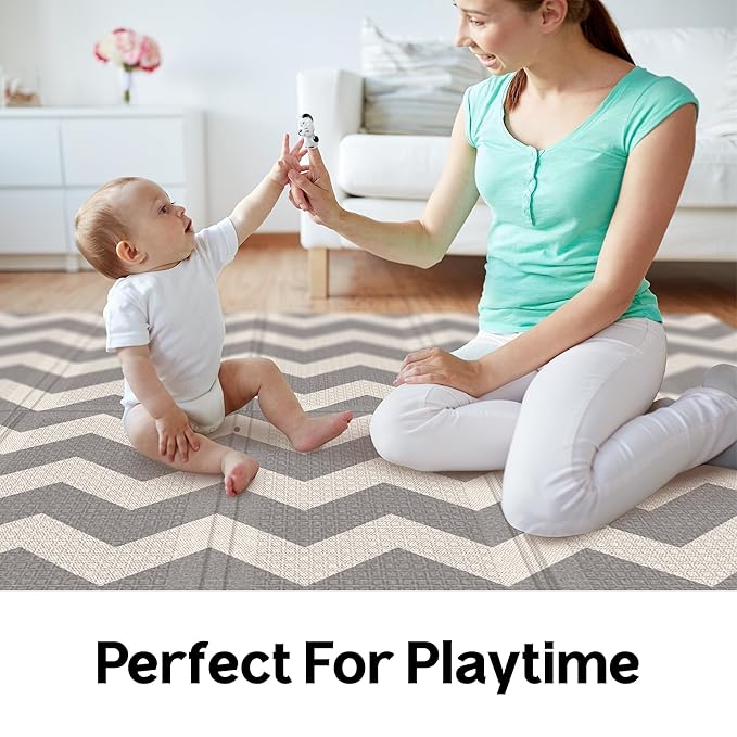 Parklon Baby Play Mat, Foldable & Portable, Large Size (78.7 x 55.1), Indoor, Outdoor, Waterproof, Made in Korea - Urban Zig Zag