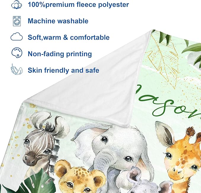 J&SBGFT Custom Baby Blanket with Name, Personalized Receiving Blanket for Toddlers, 30"x40", Color13