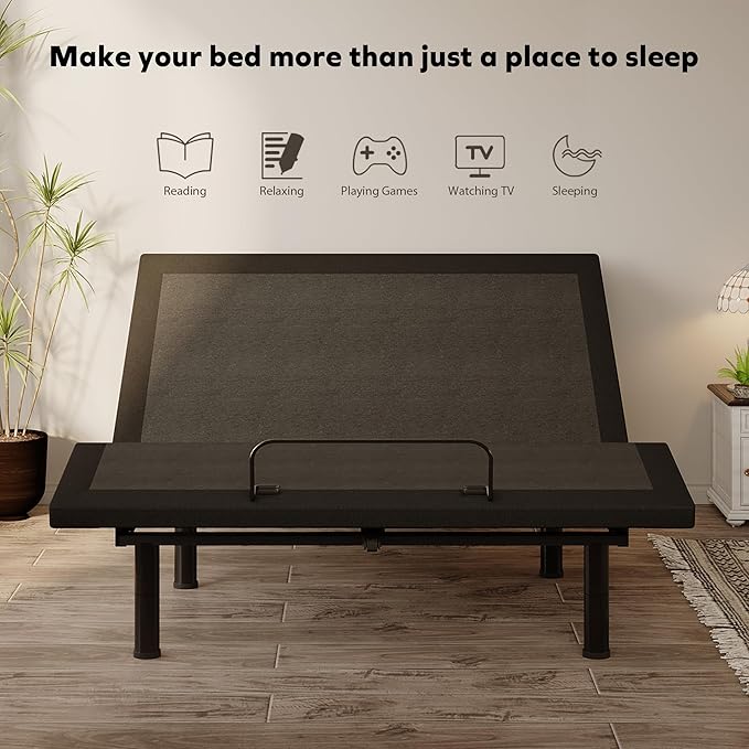 EGOHOME Adjustable Bed Frame Full and 14 inch Memory Foam Mattress, Independent Head and Foot Incline Electric Bed with Massage, Wireless Remote, Zero Gravity, 2 USB Ports, Adjustable 12" Legs