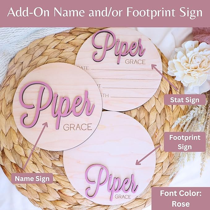Custom Personalized 3D Baby Name Announcement Sign, Hospital Photo Prop, Welcome Infant Name Sign with 30 Colors & Multiple Sizes 4"-8"