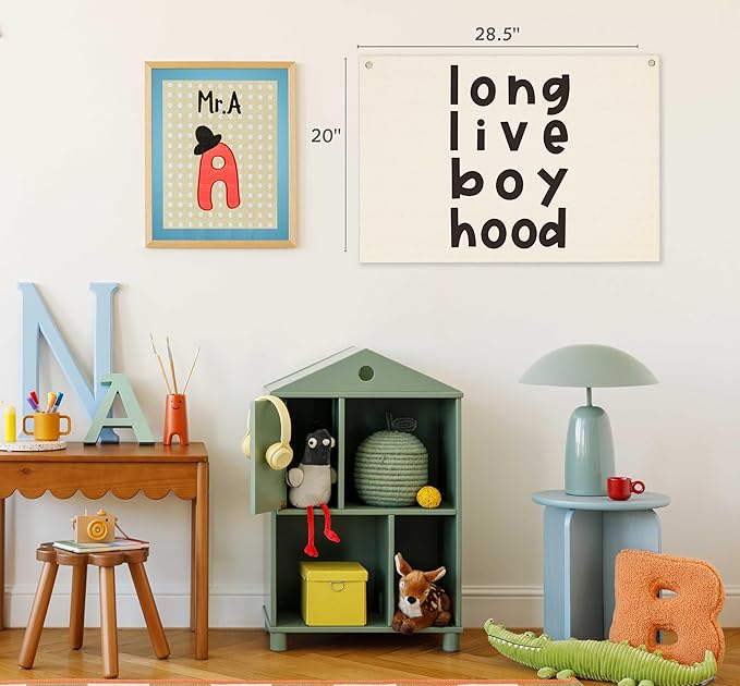 Boy Boho Rectangular Banner Flag Wall Decor Gift for Baby Boy Kids,Nursery Playroom Reading Room Bedroom Front Decor-Long Live Boy Hood-Baby Present Shower,Birthday Christmas Gift