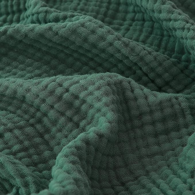 EMME Cotton Muslin Twin XL Blanket Breathable Gauze Blanket Soft Lightweight Blankets Adults Gifts for Women (Forest Green, 66"x90")