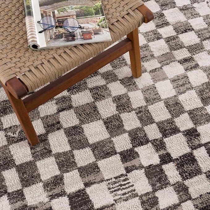 Hauteloom Benjy Living Room, Bedroom Area Rug - Contemporary - Cream, Charcoal - 4' x 6'