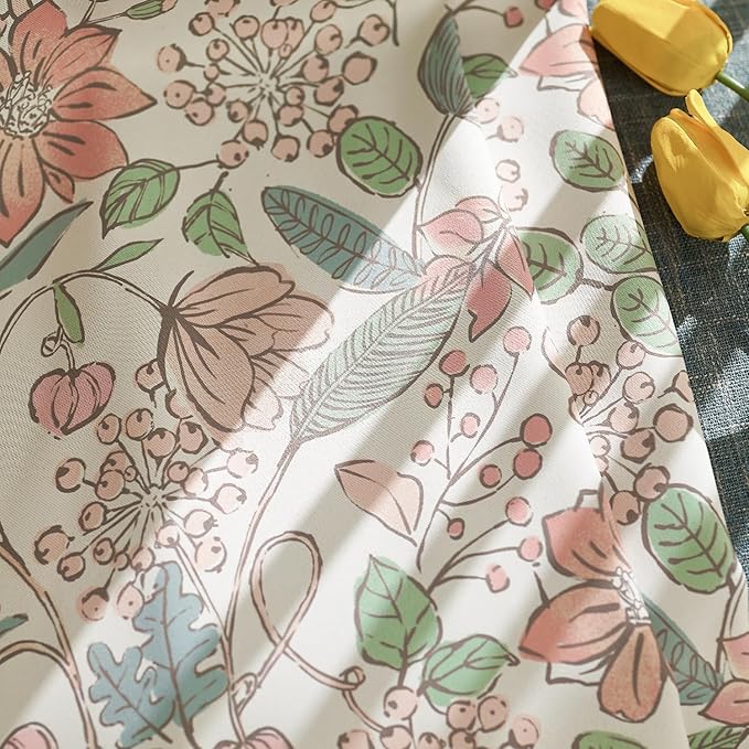 jinchan Nursery Curtains 95% Blackout Pink Floral Curtains for Girls Room, 84 Inch Length Farmhouse Drapes for Bedroom Living Room Darkening Window Treatment Grommet Top Set of 2 Panels