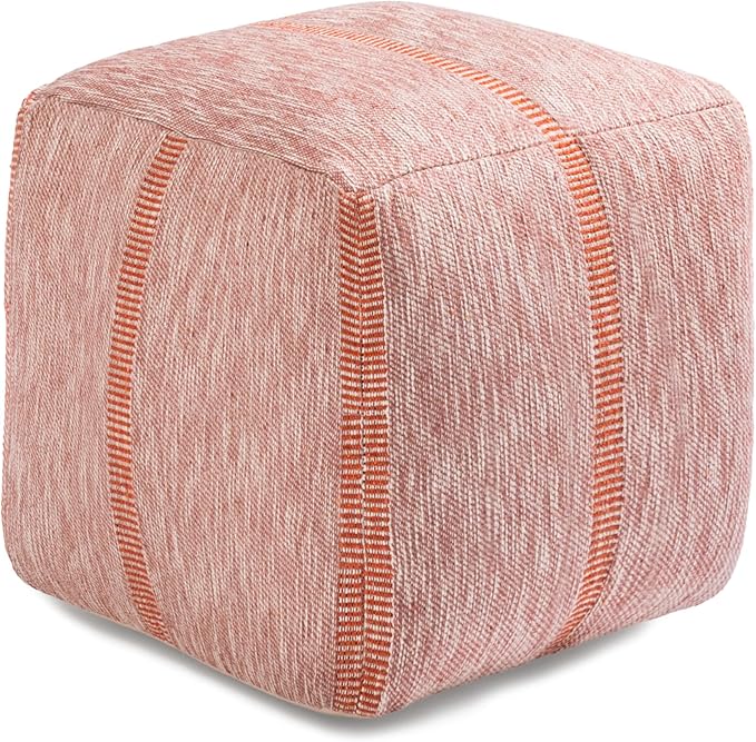 Anji Mountain 100% Handmade & Handcrafted Comfortable Home Décor Pouf Ottoman Footrest for Living Room, Bedroom, Nursery, Kidsroom, Patio Furniture - (20" x 20" x 20" - Mahogany Rose)
