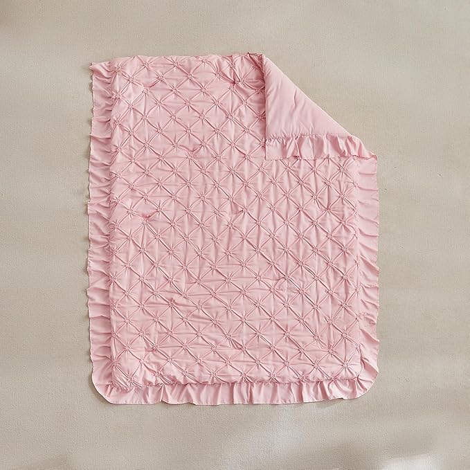 DuShow Princess Toddler Bedding Set for Girls,4 Pieces Ruffles Toddler Bed Set,Ultra Soft Kids Pink Sheet Set Includes Comforter,Flat Sheet,Fitted Sheet and Pillowcase
