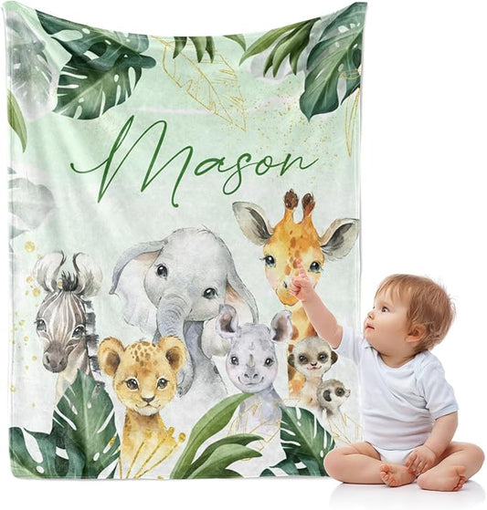 J&SBGFT Custom Baby Blanket with Name, Personalized Receiving Blanket for Toddlers, 30"x40", Color13