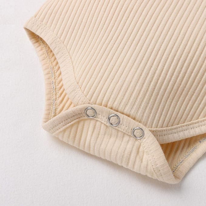 Newborn Baby Boy Girl Clothes Ribbed Knitted Cotton Long Sleeve Romper Long Pants Solid Color Fall Winter Outfits