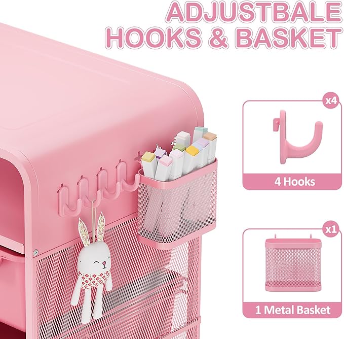 Pink Nightstand,Cute End Table with Storage Drawer,Kids Nightstand for Bedroom Furniture,Bedside Table Small Pink Desk Coffee Table for Living Room, Dorm,Office