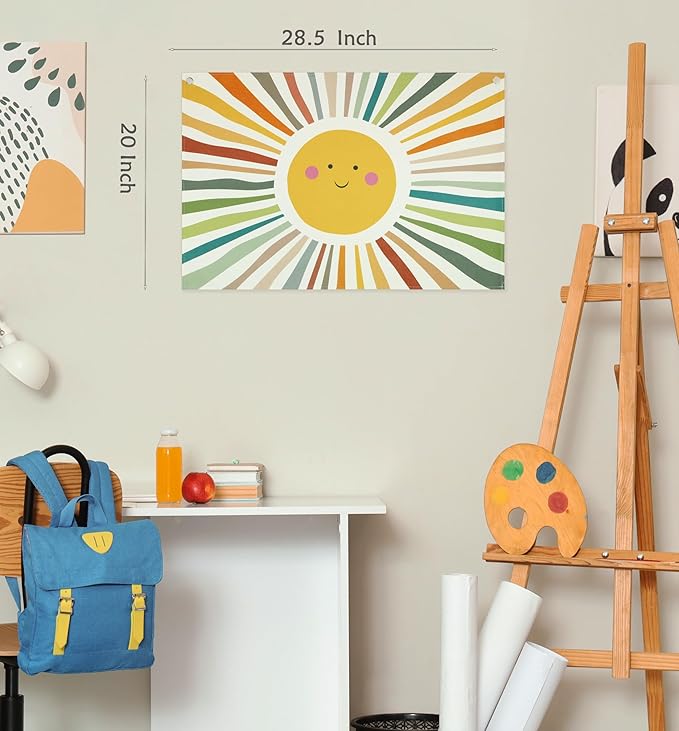 Boho Rectangular Banner Flag Wall Sign Decor Gift for Baby Boy Girl Kids,Nursery Baby Room Above Crib Bedroom Playroom Living Room Wall Decor-Sun Theme-Baby,Shower Birthday Christmas Gift