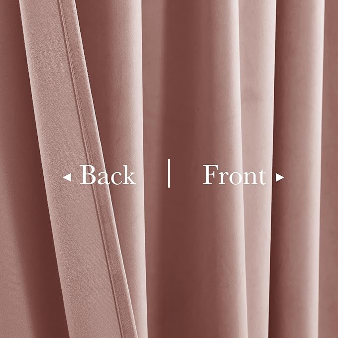 StangH Dusty Pink Velvet Curtains 132 inches Long Nursery Home Decor High Ceiling Tall Curtains Back Tab Thermal Insulated Window Drapes for Living Room Office, W52 x L132, 2 Panels
