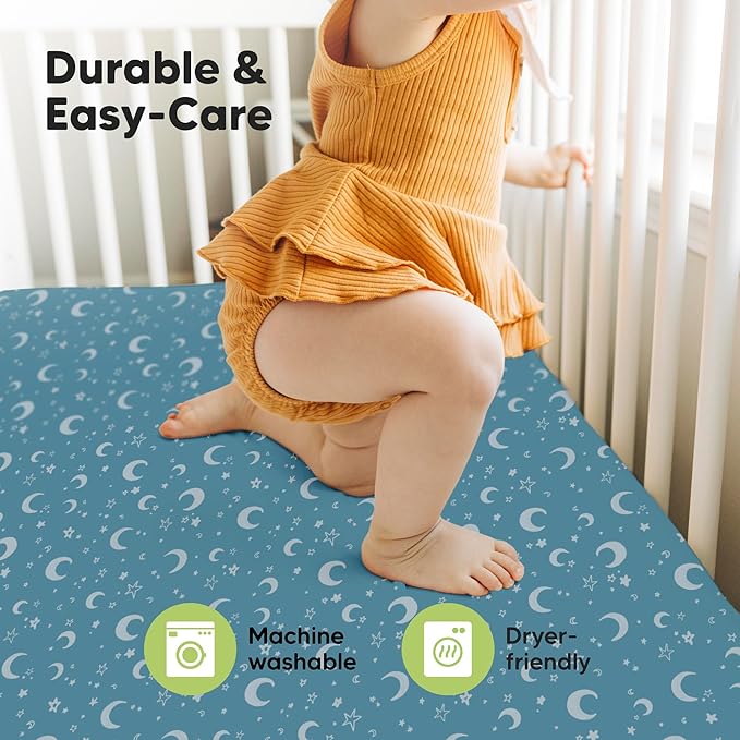 KeaBabies 2-Pack Baby Crib Sheets for Boys, Girls - 52x28 Viscose Derived from Bamboo Toddler Bed Sheets Neutral, Fitted Crib Mattress Cover for Standard Baby Bedding, Soft & Cozy (Dragon Tale)