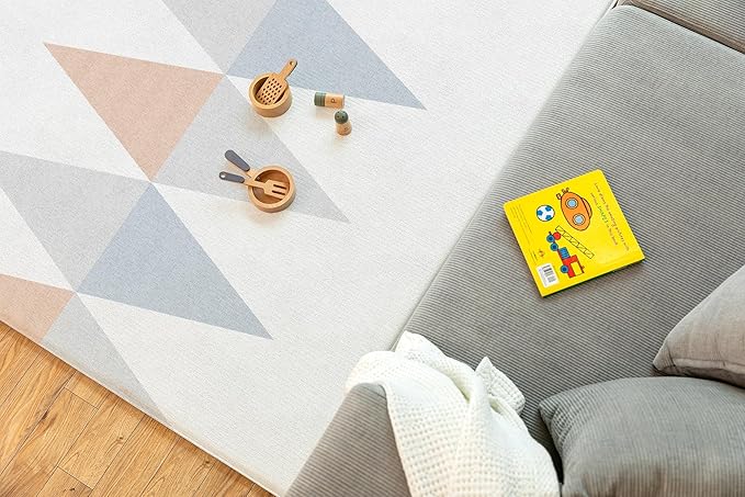 Ultra-Cushioned Premium Baby Play Mat - Urban Object + Fabric Grey - Made in Korea - Tummy Time Mat with Superior Shock Absorption, Non-Toxic Baby Floor Mats, Water Resistant, Reversible - 83"x55"