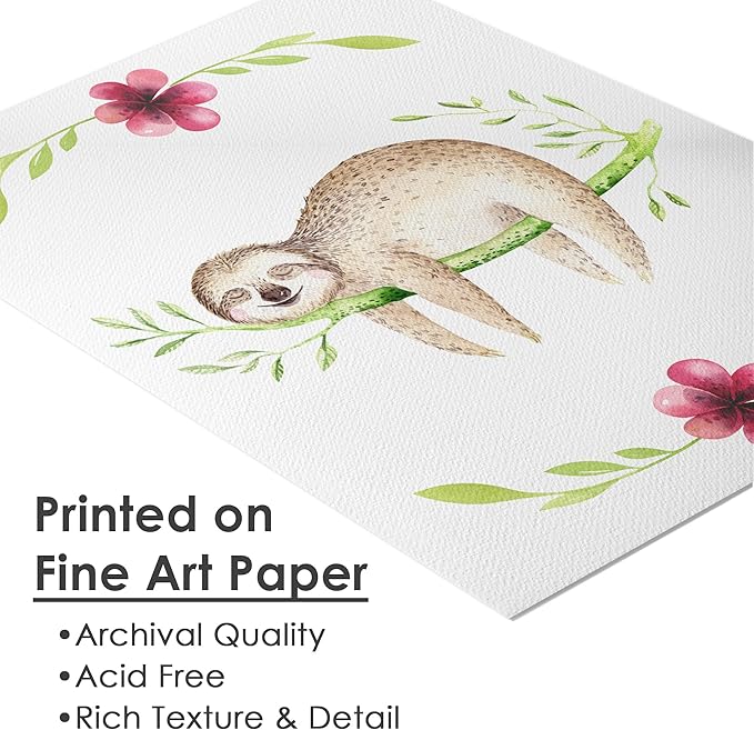 Sloth Wall Decor (Set of 3) Art Print - 8x10 (Unframed) | Bring a Touch of Serenity and Playfulness to Your Home Decor | Room Decor | Home Décor | Living Room Wall Decor | Office Wall Decor