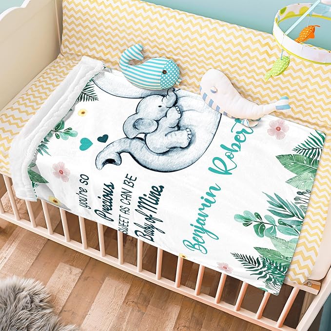 J&SBGFT Personalized Baby Blanket with Name for Boys - Customized Name Receiving Blanket for Toddlers, Kids - Nursery, Stroller, Crib Decor Throw - 30"x40", Color