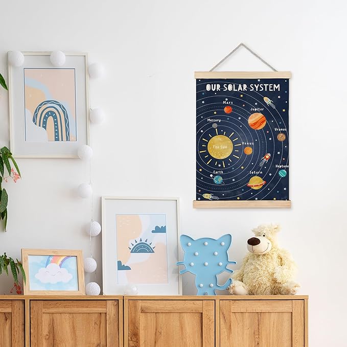 URLLUAE Solar System Poster Hanger Frame, Outer Space Room Decor, Space Wall Art, Solar System for Kids, Outer Spaces Room Decor for Boys Room,16x24 Inches