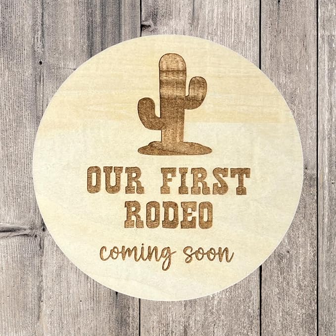 Baby Coming Soon Announcement Personalized Sign with date, Pregnancy Announcement plaque, maternity photo prop, Baby Announcement Sign (Rodeo)
