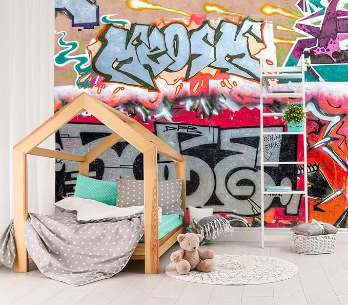 XMPMBM-Graffiti Art backsplash Large Decorative Wallpaper Bedroom Bathroom Nursery Room Wall Mural- W 88" X H 59"（36 Square Foot）