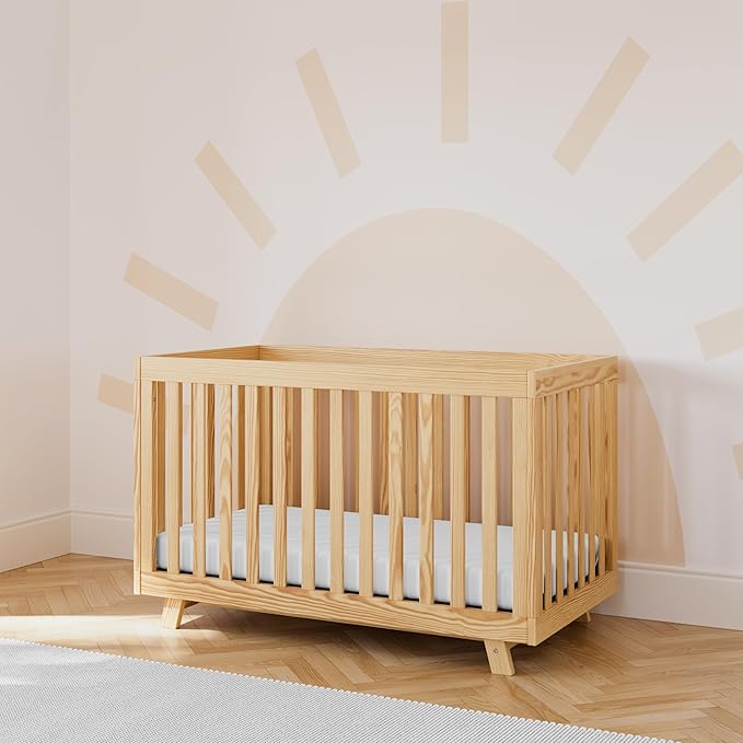 Storkcraft Beckett 3-in-1 Convertible Crib (Natural) – GREENGUARD Gold Certified, Fits Standard Crib Mattress, Converts to Toddler Bed and Daybed, 4 Adjustable Mattress Heights, Grow-with-Me Design