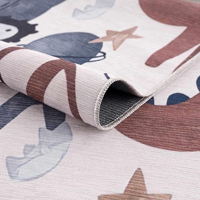 Hauteloom Libra Living Room, Bedroom Machine Washable Area Rug - Dinosaur, Car - Beige, Brown, Terracotta - 7'10" x 10'2"