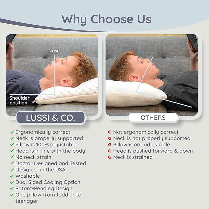 Lussi & Company Toddler Pillow 2 Year Old-13x19 Toddler Pillow - Pillow Protector-Toddler Pillows for Sleeping-Kids Pillow-Travel Pillows-Ergonomic Pillows for Kids-Patent Pending (Silver)