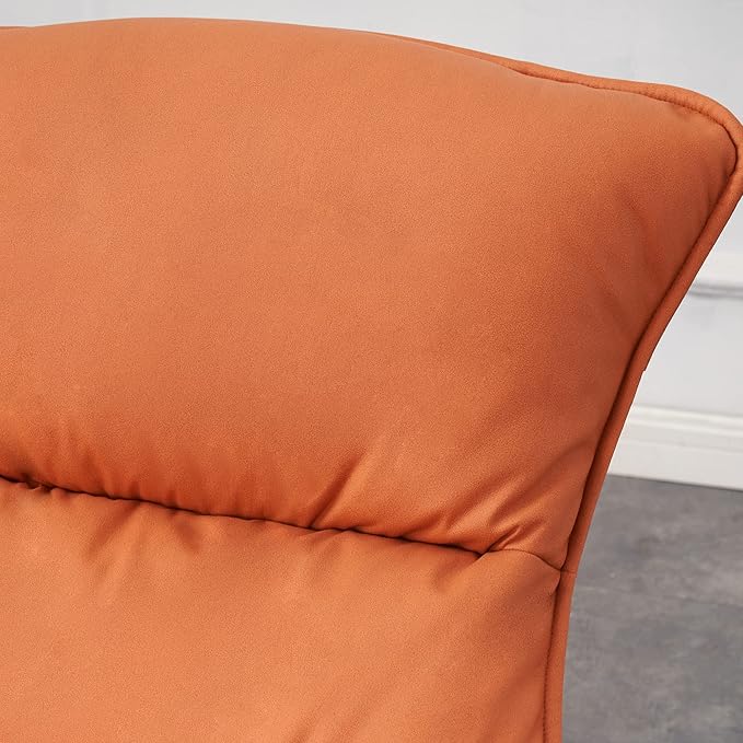 MCombo Modern Rocking Chair, Upholstered Glider Rocker Nursery Accent Chair with Ottoman, Comfy Reading Chairs for Living Room Bedroom Offices HQ203 (Orange)