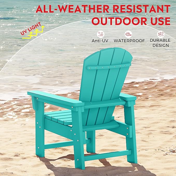 Costaelm Paradise Kids 5-Piece HDPE Outdoor Patio Round Dining Table and Chairs Set, Turquoise